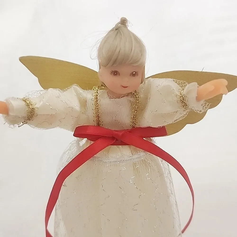 Vintage JOYBRITE  8” Christmas Angel Tree Top Topper Made In Taiwan Great Shape